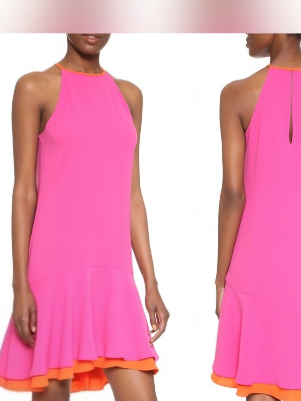 DVF Diane von Furstenberg Pink Orange Fit & Flare Dress Size 0